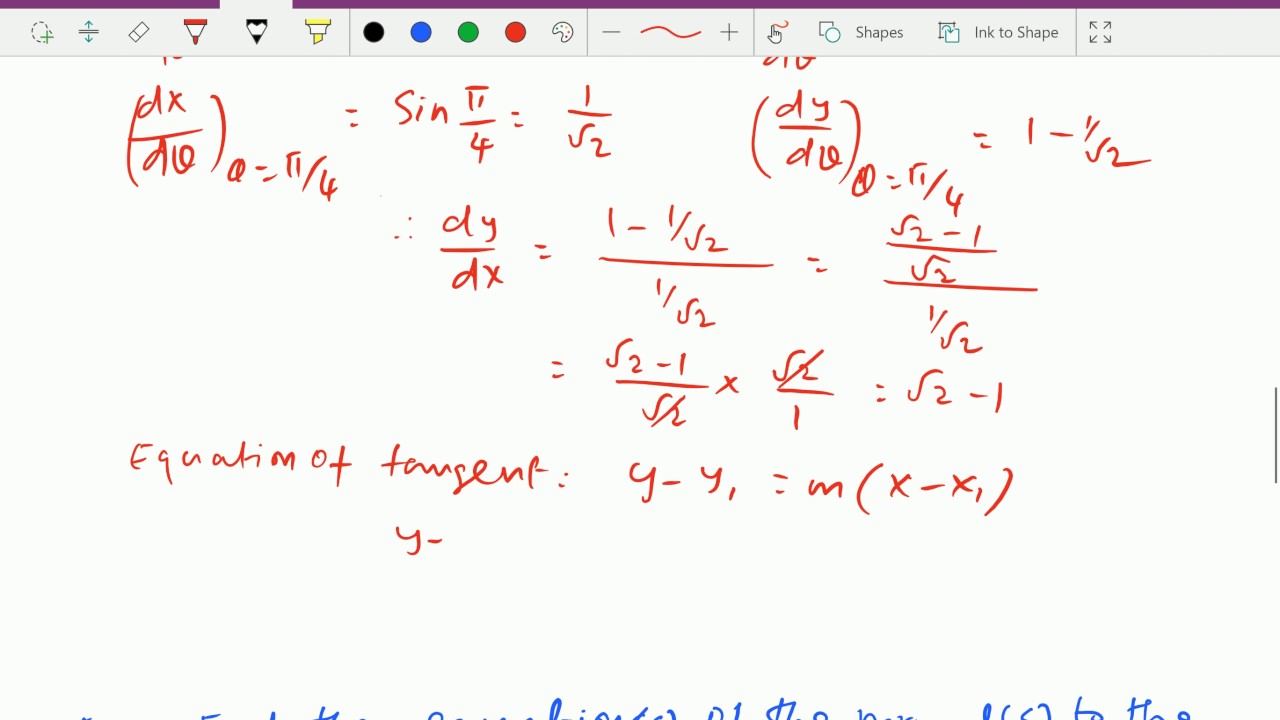 Calculus : - ( Tangent and Normal  problem solving ) -- 39