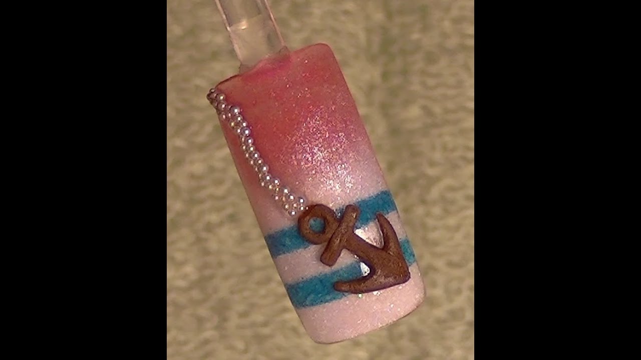 3D Boat anchor -  Acrylic Nails - E003