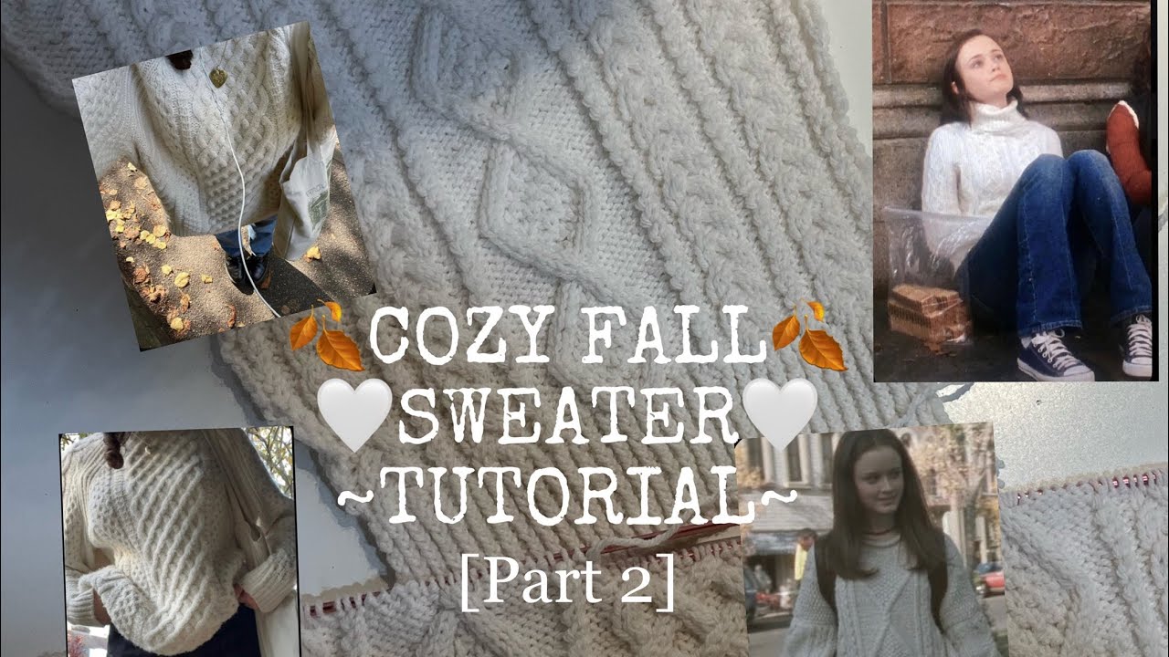 Knitting a cable knit sweater🤍🍂 [part  2] •TUTORIAL •