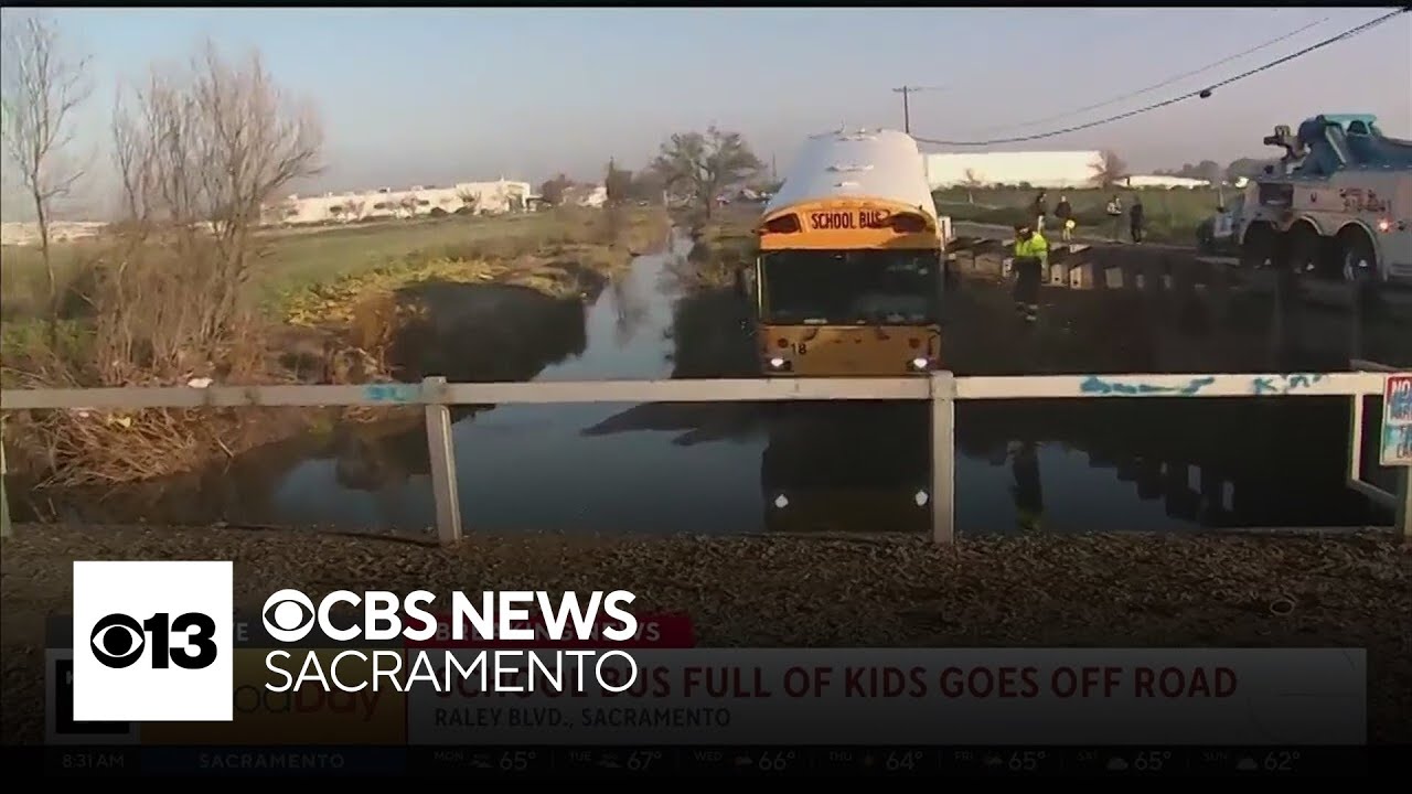 School bus full of kids goes off road in Sacramento creek