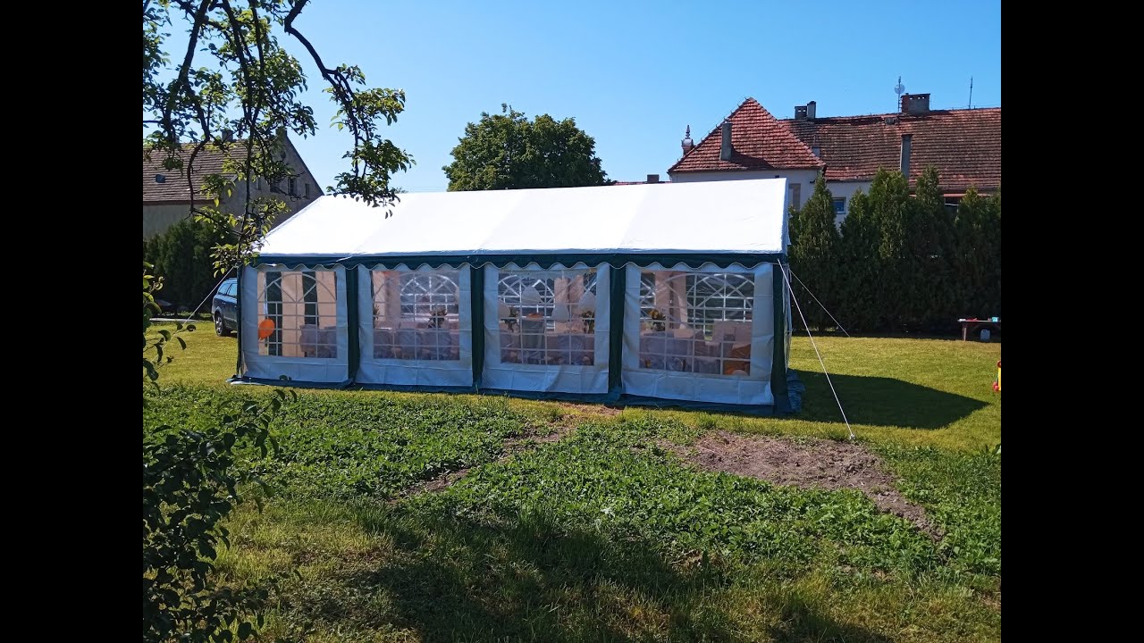 Rozkładamy namiot imprezowy 4x8 pvc 560g/m2 400g/m2