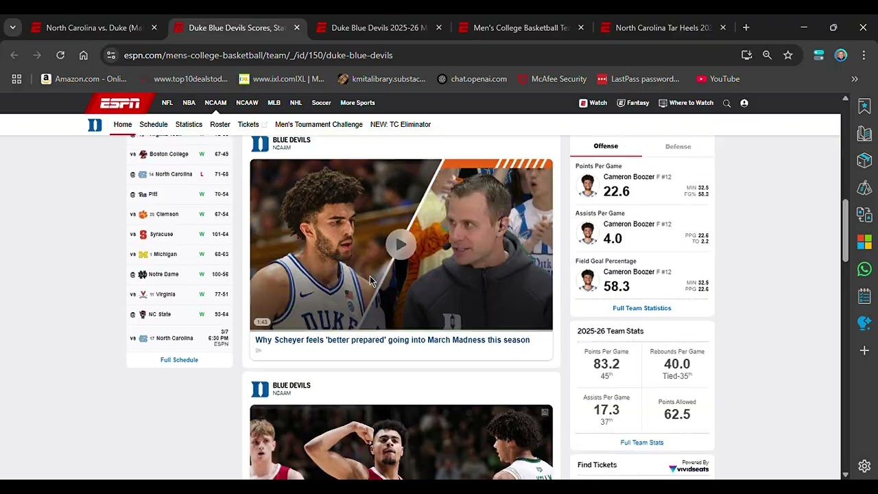 Duke vs north carolina mens basketball preview  key factors