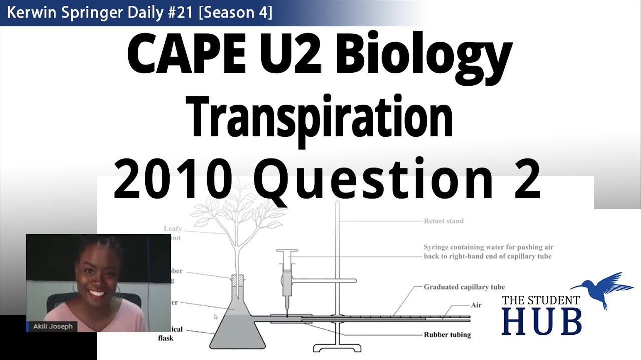 Transpiration | U2 CAPE Biology | 2010 paper 2 Q2
