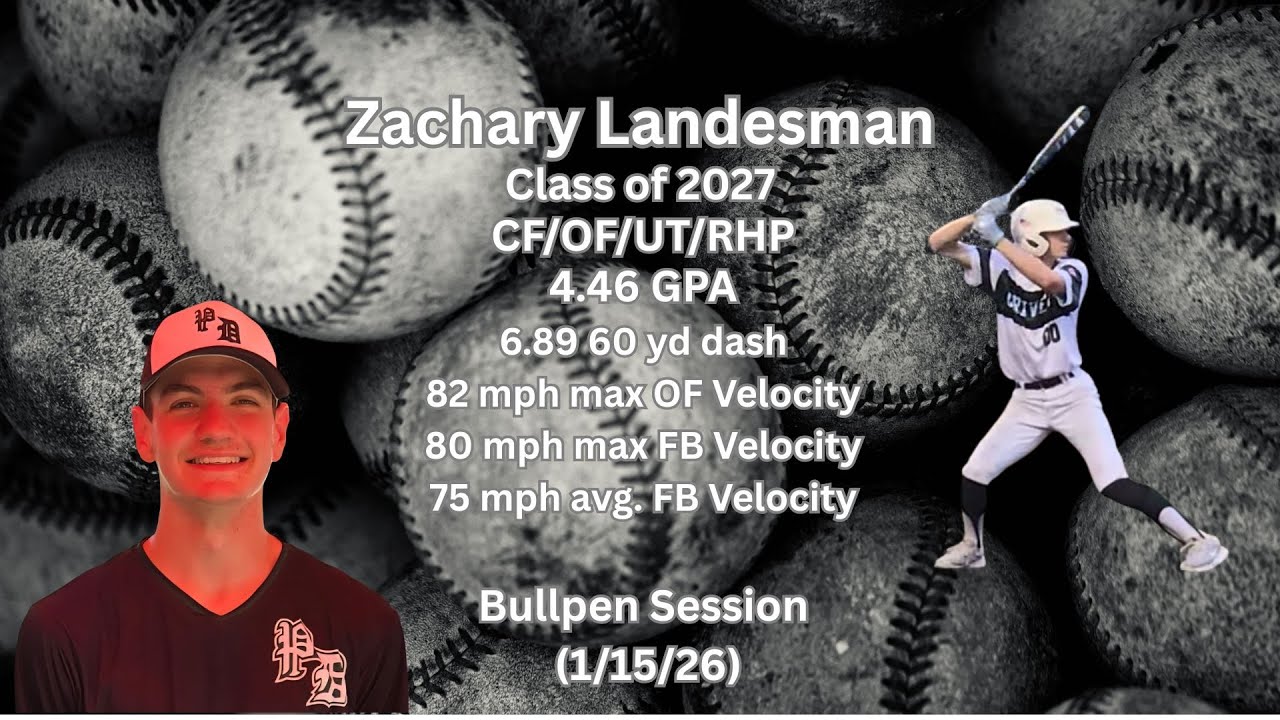 Zachary Landesman; Class of 2027; CF/OF/RHP/UT Bullpen Session from 1/15/26