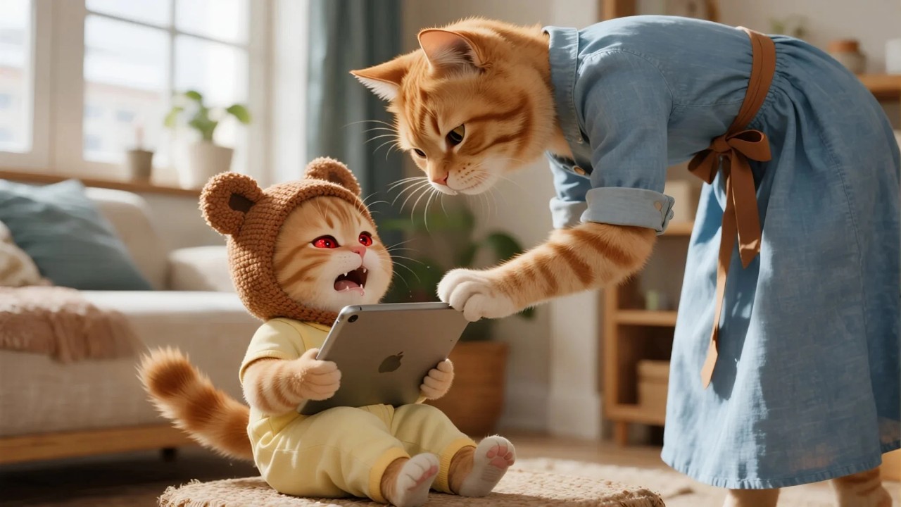 Ginger Kitten&rsquo;s Sore Eyes🚫📱 Why Mama Cat Took the Tablet Away