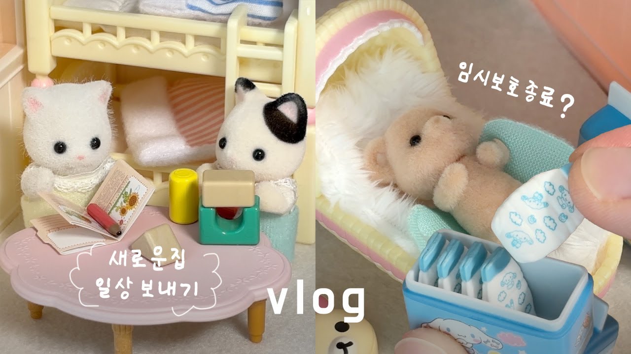 인형계 브이로그🍼 새로운 집에서의 일상 + 아기곰 케어하기, 임시보호 종료? | 실바니안 패밀리