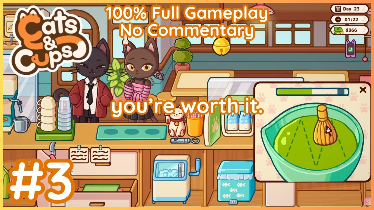 We can use matcha now! 🍵 ~ Relax to a coffee cat cafe game, Cats & Cups 😴 (No Commentary) Part 3