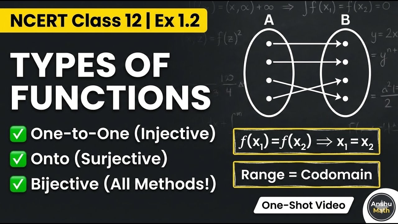 Video-6 Class 12 Relations & Functions Exercise 1.2|Bijective Function | Range Check Method | NCERT