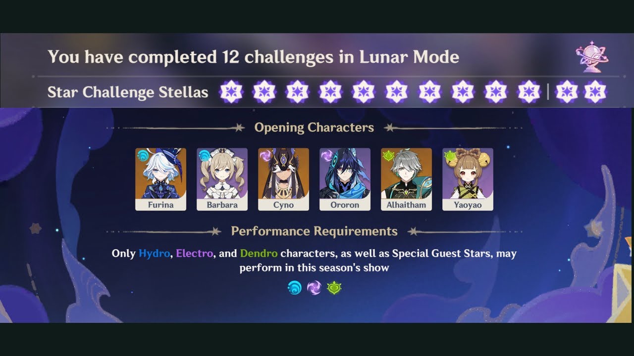 6.1 Imaginarium Theater (Hydro/Electro/Dendro) | Lunar Mode (12 Stellas) [Genshin Impact]