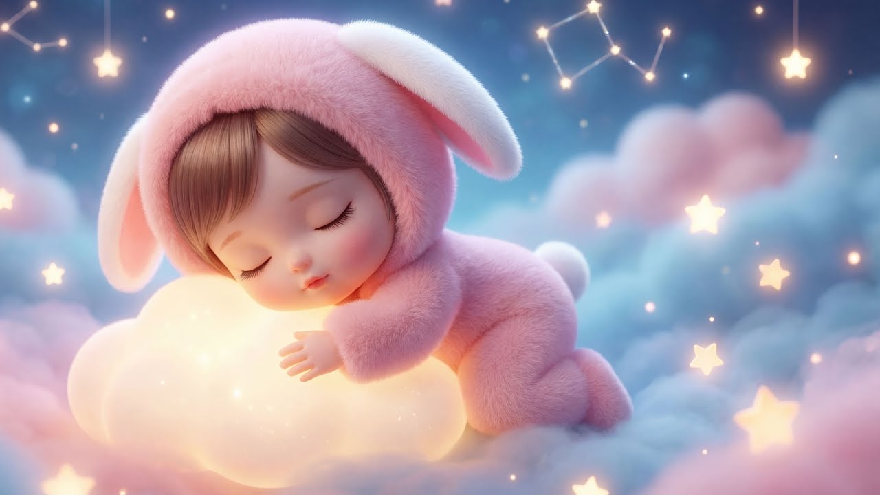 Baby Sleep Music ☁️🌙 | Gentle Music Box Lullaby + Soft White Noise (Overnight)