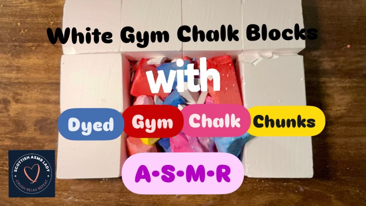 White Gym Chalk Blocks with Dyed Chunks ASMR | Chalk Crushing ASMR