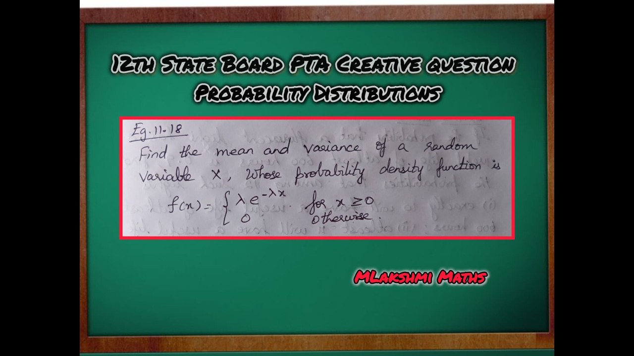 12th State Board Maths PTA Creative Probability Distributions