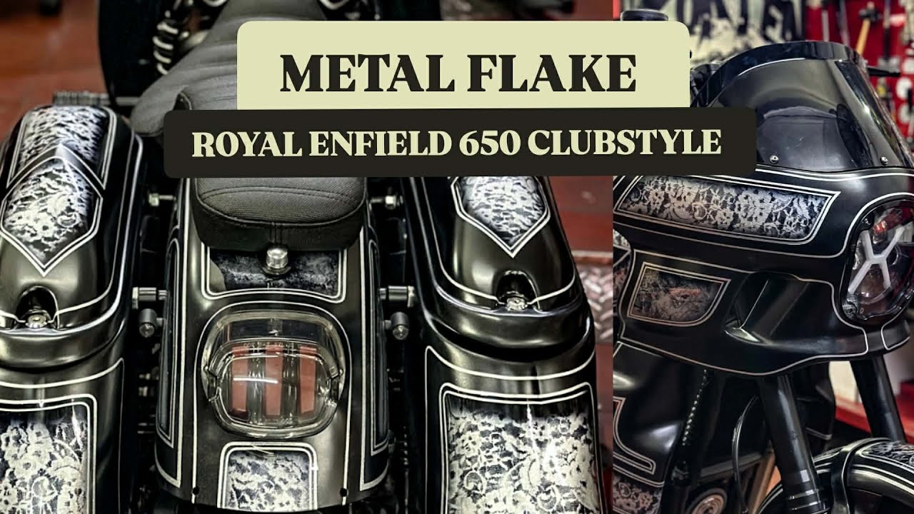 ⭐️METAL FLAKE⭐️ para 'OUTCAST' Royal Enfield 650 llevada a estilo CLUBSTYLE