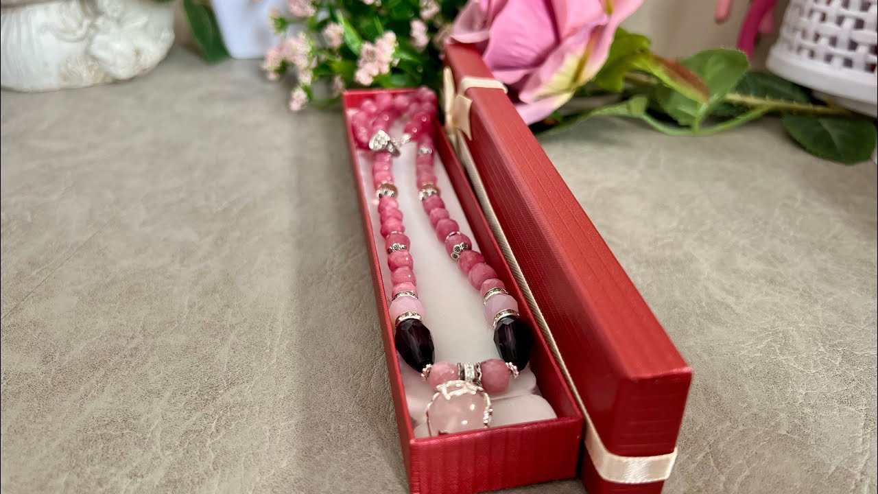Создание дизайна и сборка колье «Фламинго» от@HalynaGemBeads#кольеизтурмалина#украшенияскамнями