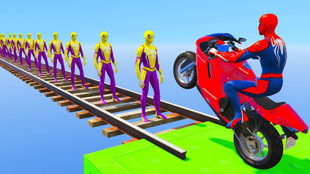Spiderman motorcycle stunts GTA 5