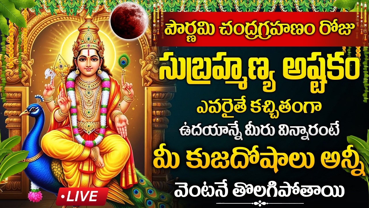 LIVE : పౌర్ణమి సుబ్రమణ్య అష్టకం ఉదయాన్నే వింటే రాత్రి లోపు శుభ వార్త వింటారు | Subramanya Ashtakam