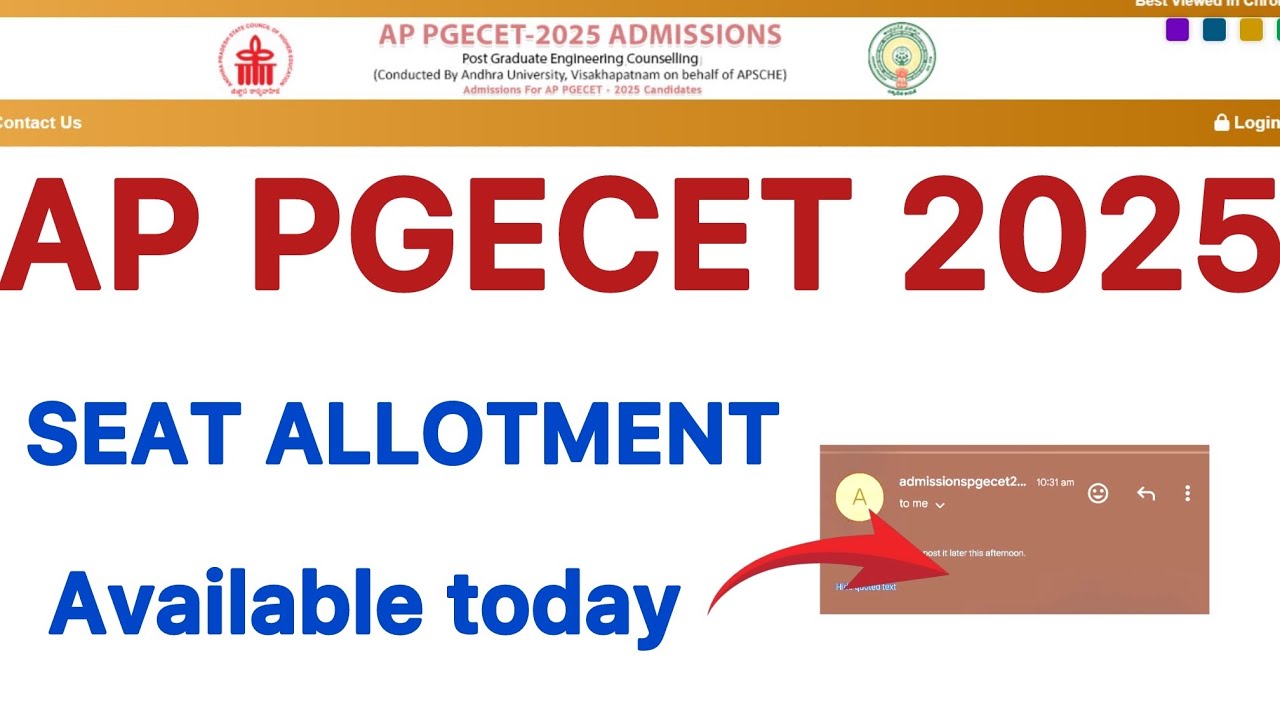 AP PGECET 2025 SEAT ALLOTMENT TODAY | AP PGECET ALLOTMENT HOW TO CHECK 