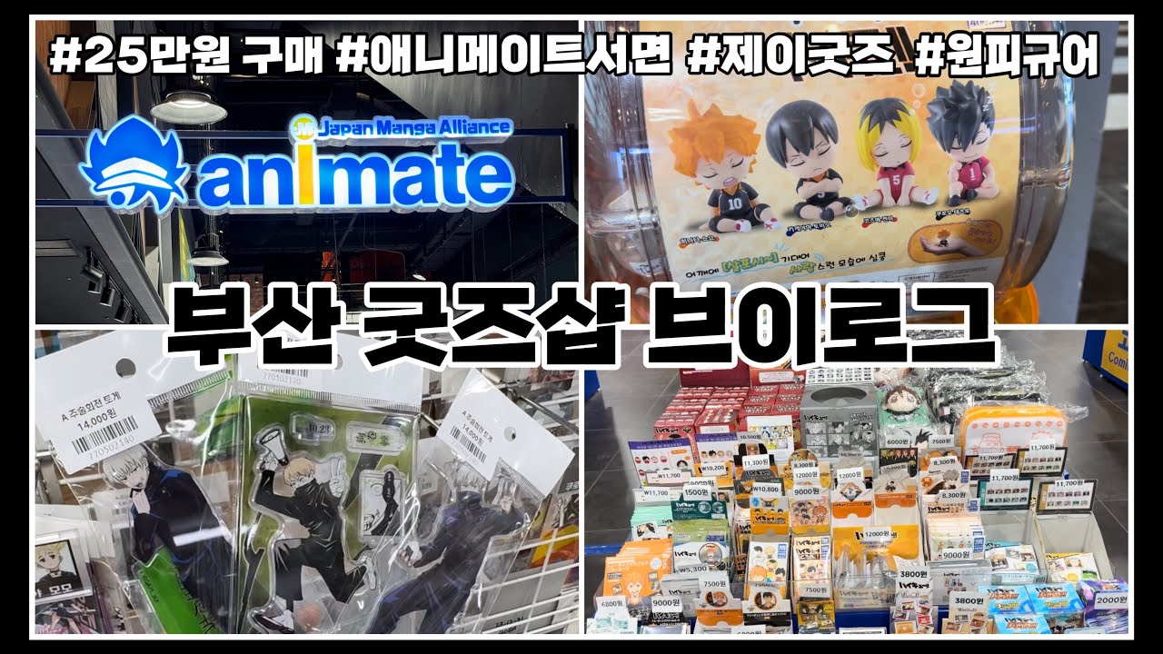 [부산 굿즈샵 투어 브이로그] 엄청난 매물에 약 25만원 구매함 | 부산 애니메이트 | 주술회전 독서 페어 | 다자이 아크릴 | 이구로 누이 | 아이나나