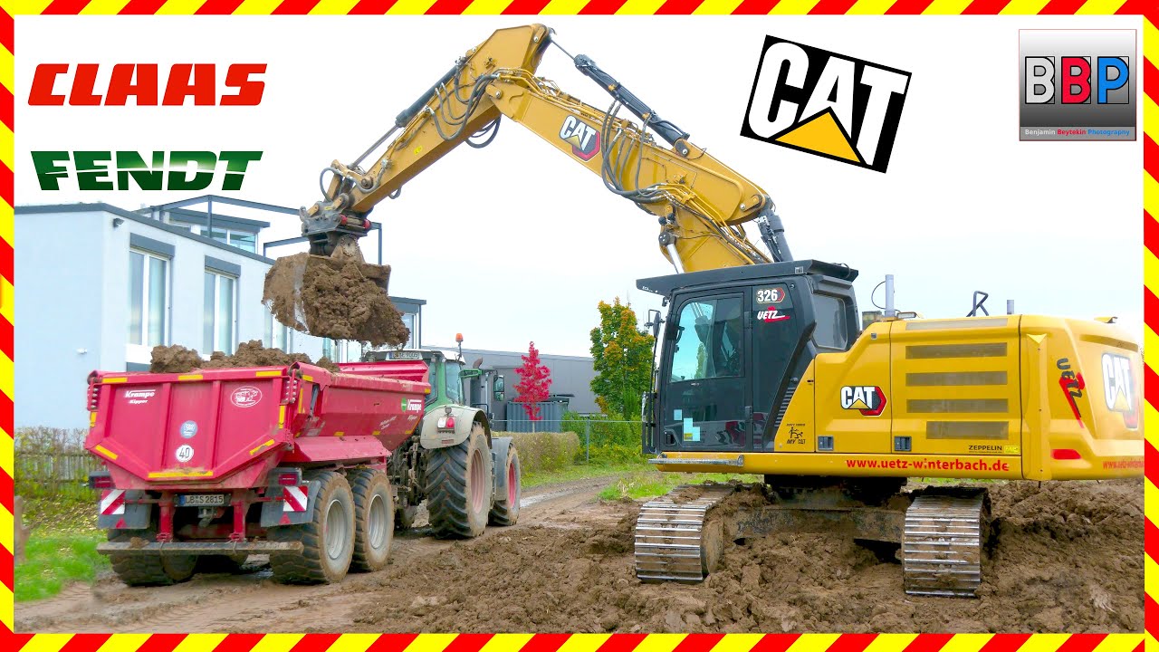 CAT 326 VA & Fendt, Claas Traktoren, Winnenden, 2024. #excavator #caterpillarexcavator