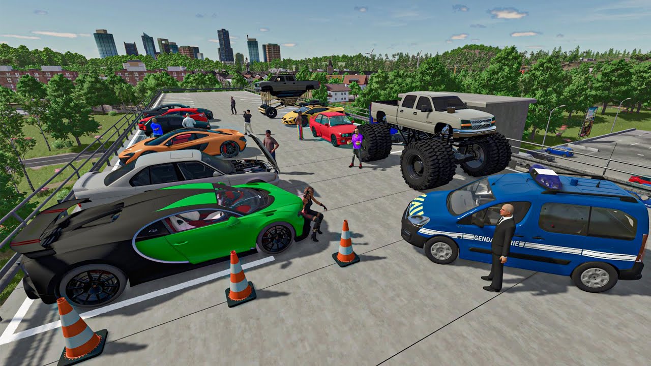 RASSO ILLÉGAL de Voitures Modifiées dans un Parking (stoppé par la gendarmerie) | FS25 Roleplay