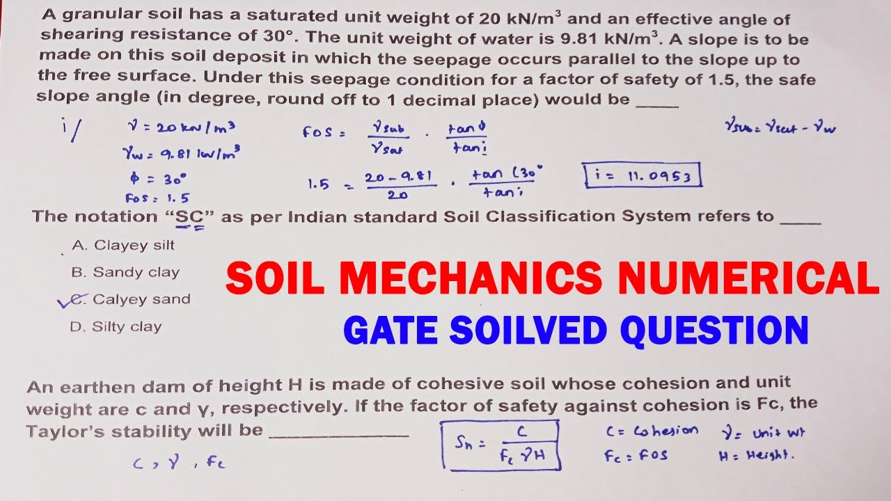 soil mechanics numerical | Soil Mechanics solved problem | GATE Civil Engineering solved problems