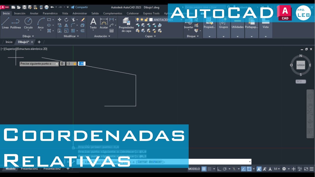Coordenadas Relativas en AutoCAD
