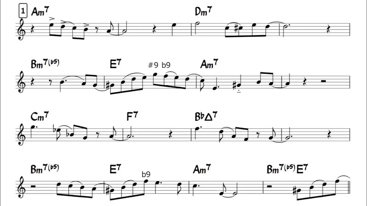 Blue Bossa Easy Solo Example  -1 for Alto Sax