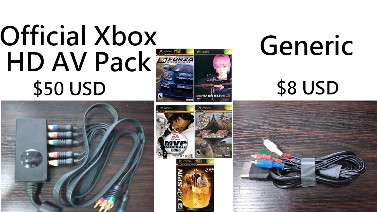Original XBOX High Definition AV Pack Vs Generic Component Cable (Test in 5 games)