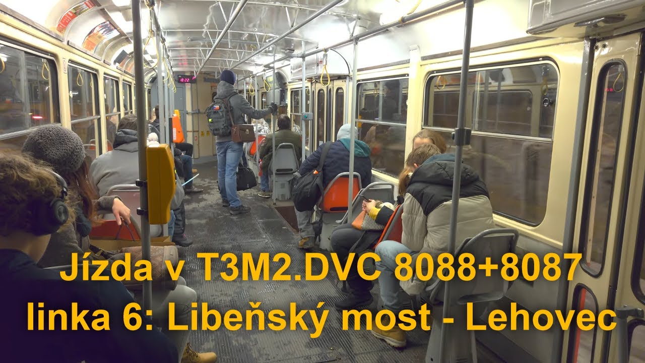 Jízda v T3M2-DVC 8088+8087, linka 6 Libeňský most - Lehovec, 12.12. 2022