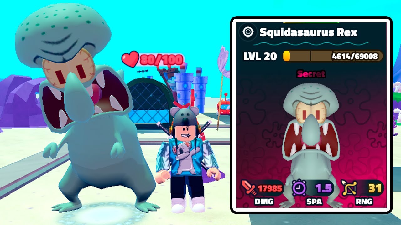 Unlocking New Secret Squidasaurus Rex Unit in SpongeBob Tower Defense