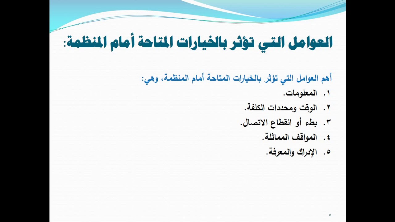 الفصل السادس - الخيارات الاستراتيجية (1)
