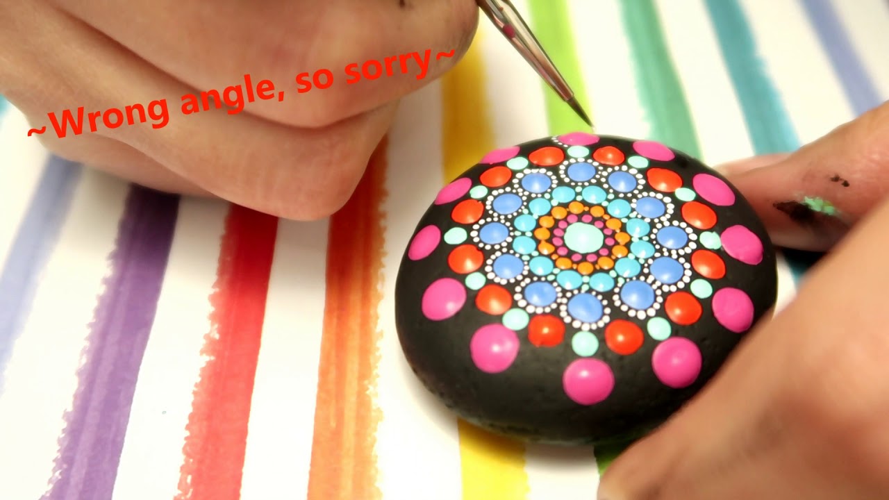 How to Paint Dot Mandalas Mini Stone with Brushes Quick Video