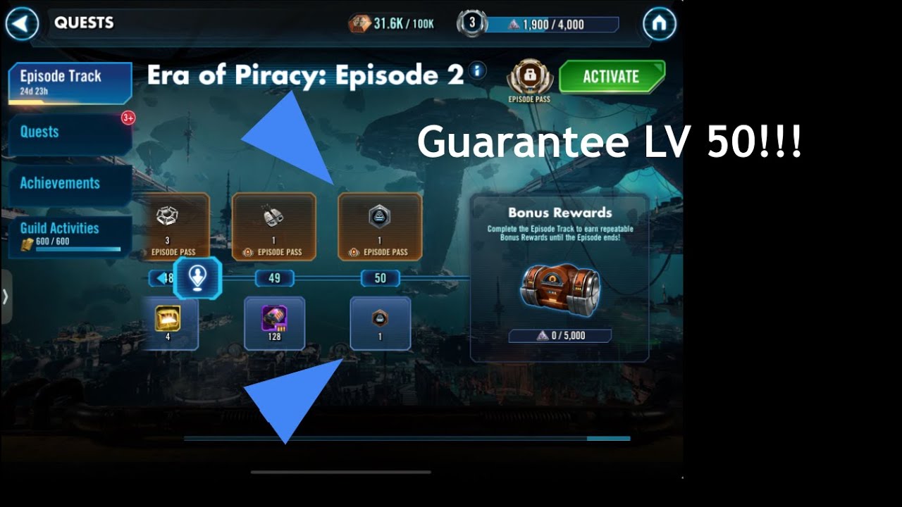 HOW TO REACH LV50 IN THE EPISODE PASS/EPISODE TRACK (SWGOH) DON'T MISS LST!!!!!!