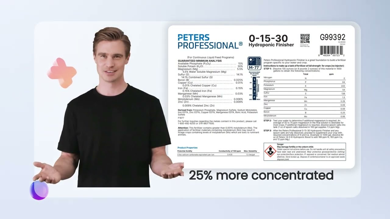 Peters&reg; Professional Hydroponic Finisher 0-15-30 Canna+ Fertilizer Program