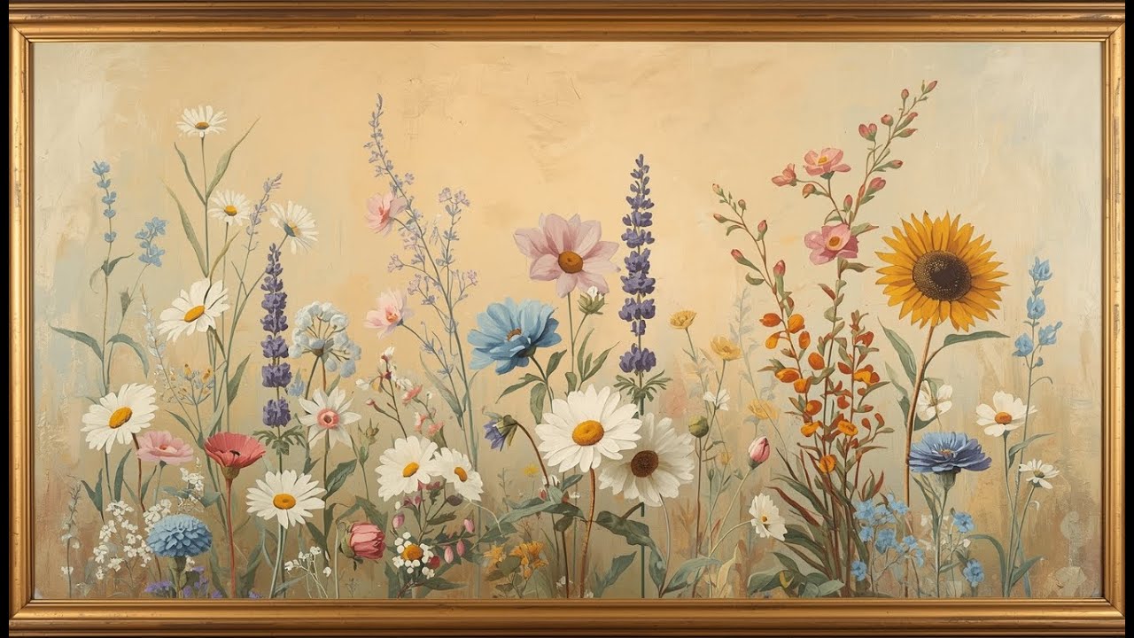 Vintage Floral Free Tv Art Wallpaper Screensaver Home Decor Oil Painting Digital Wildflowe Frem
