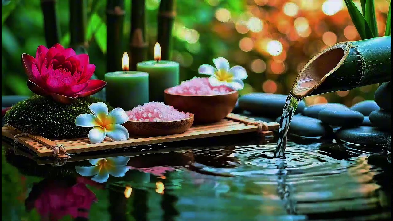 Relaxing Sleep Music with Bamboo Water Sound🌿Insomnia Relief,Calm Anxiety,Stress Relief & Meditation