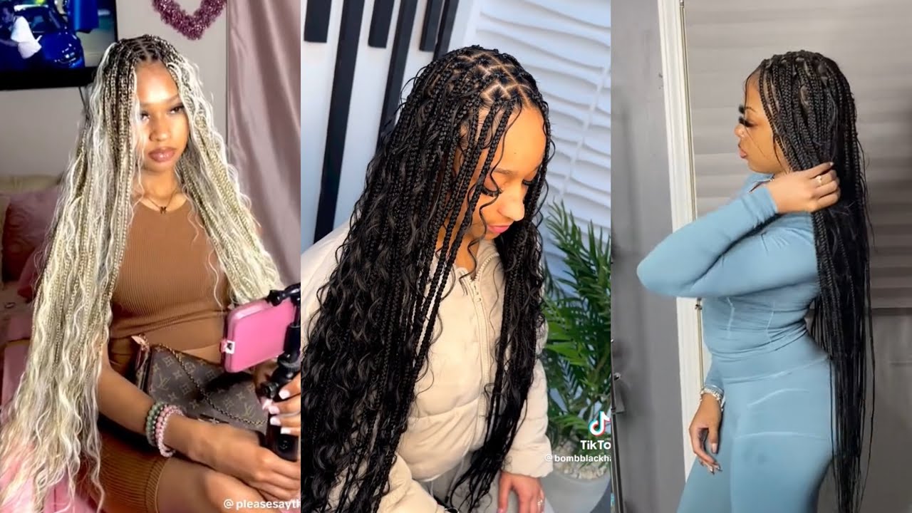 Boho Knotless Braids Hairstyle | Compilation Summer Hairstyles #2023 #compilation #tiktok