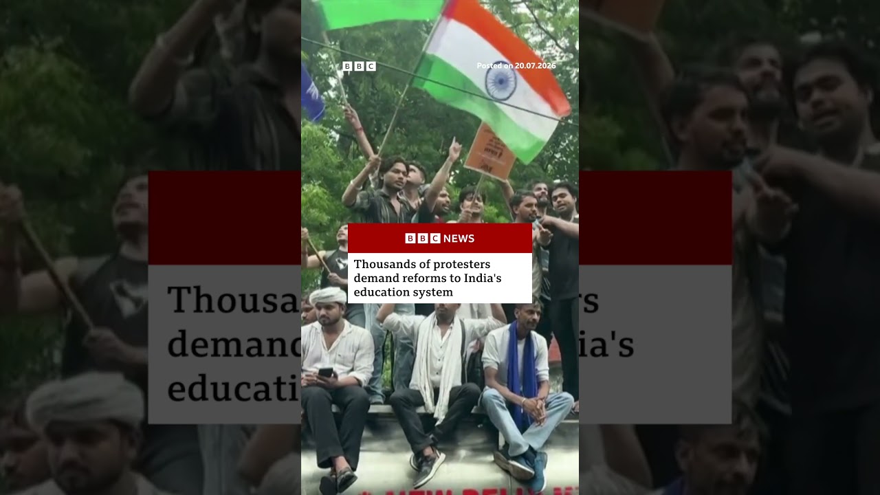 Thousands of protesters demand reforms to India's education system. #India #Delhi #BBCNews