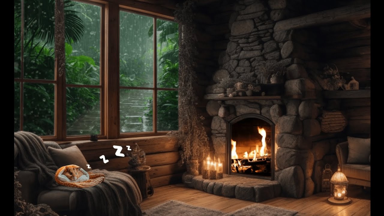 Cozy Cabin Hut Inside Rainforest 🌧️ | Hamster Sleeping Peacefully – Deep Rain Sounds for Sleeping