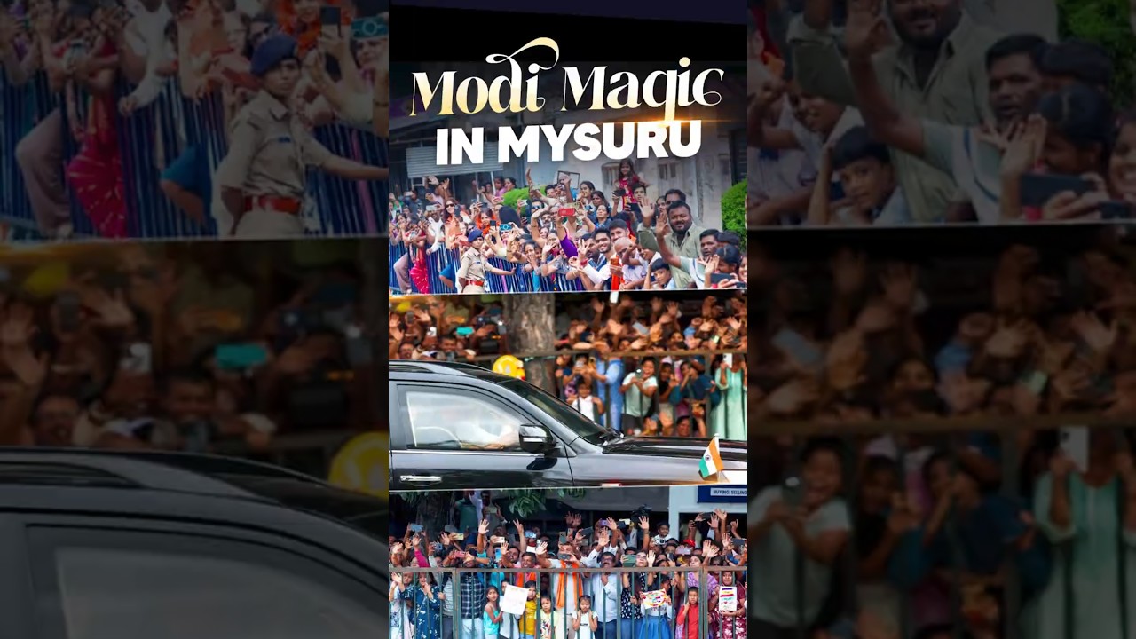 An enthusiastic welcome to PM Modi in Mysuru | #shorts