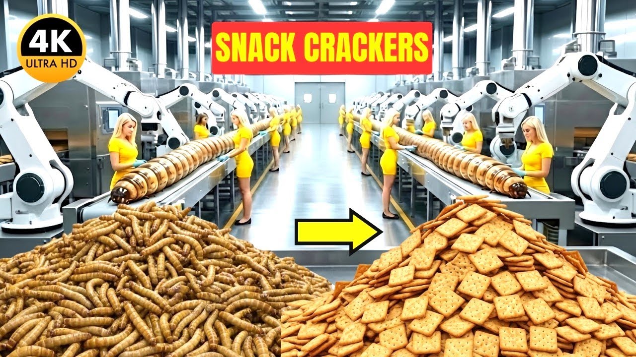 Inside Factory: HOW 5,000,000 Mealworms Are Crushed Down to Make CRACKERS #Factoryprocess
