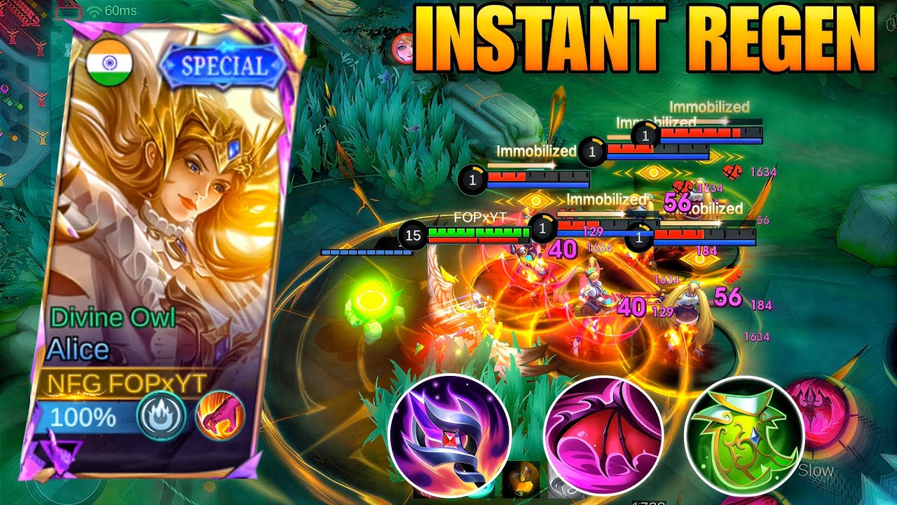 Alice Instant Regen + High Damage Build Mythic Rank | MLBB Gameplay 
