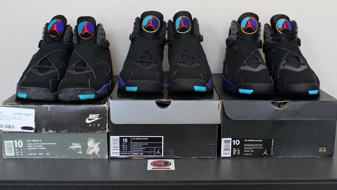 Обзор и сравнение Air Jordan 8 Aqua (1993, 2007 и 2015)