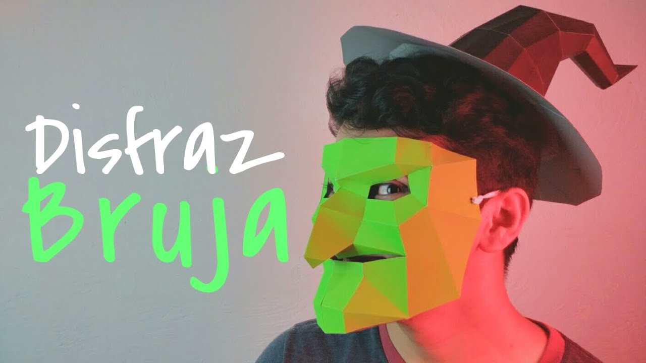 Cómo hacer una Máscara de Bruja y Sombrero (Disfraz) con Papel - Momuscraft