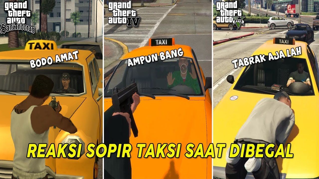 6 PERBEDAAN SOPIR TAKSI GTA SA VS GTA 4 VS GTA 5