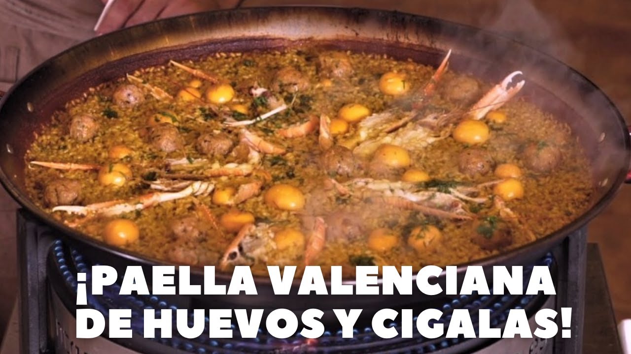 Paella Huevos, Cigalas y Albóndigas