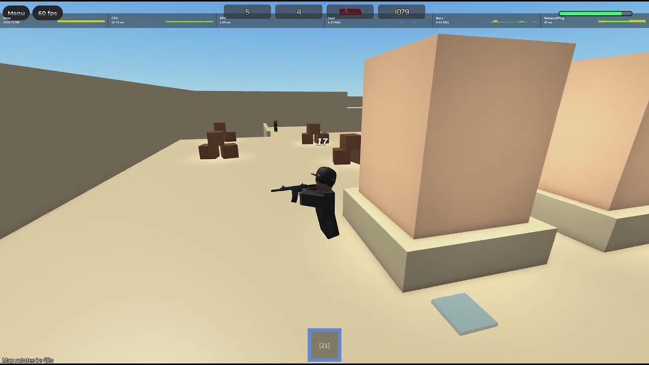 Roblox Aim Training with a small crosshair