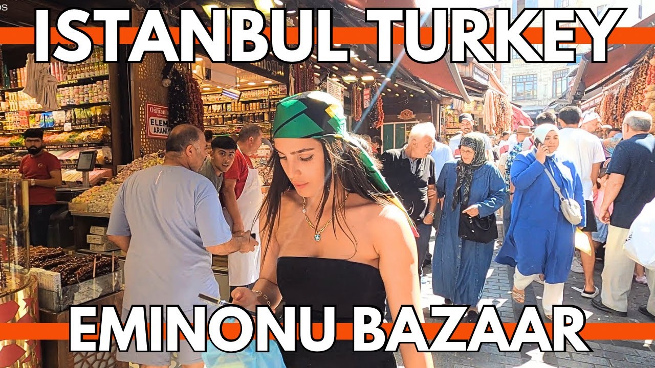 Istanbul Turkey Beautiful Eminonu Bazaar Walking Tour | 4K UHD 60FPS | August 2023
