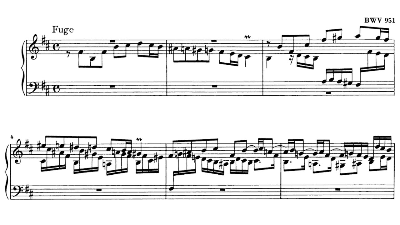 J. S. Bach - Fugue on a Theme by Albinoni in B Minor, BWV 951, Harpsichord & Sheet Music