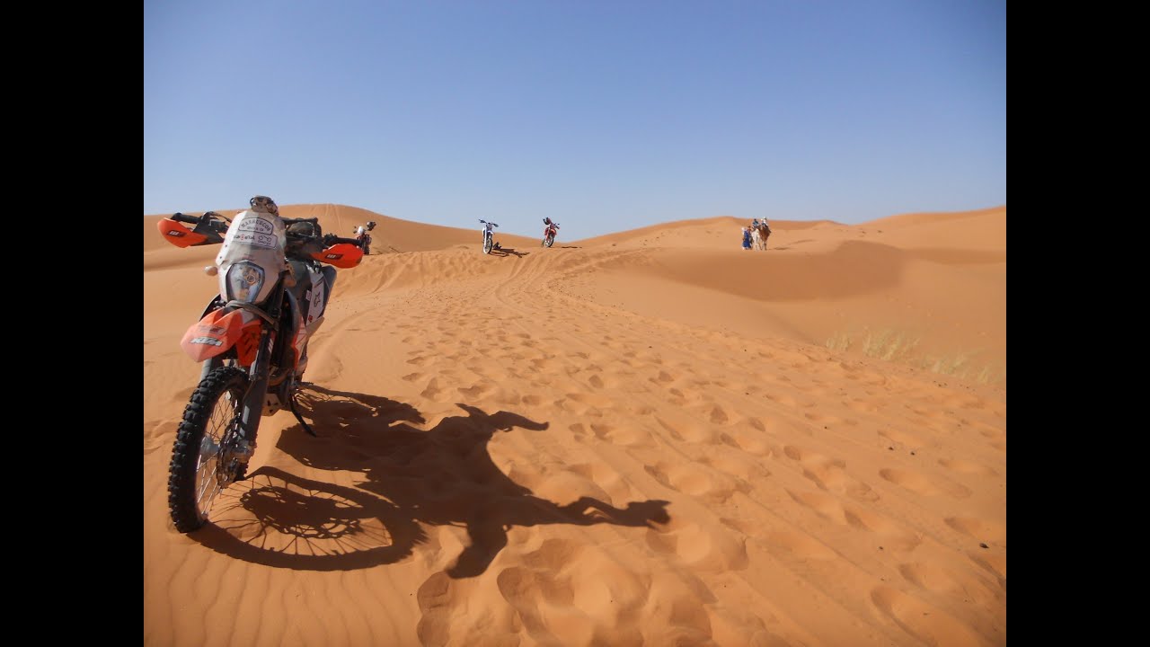 KTM 690 rally through the dunes of Erg Chebbi